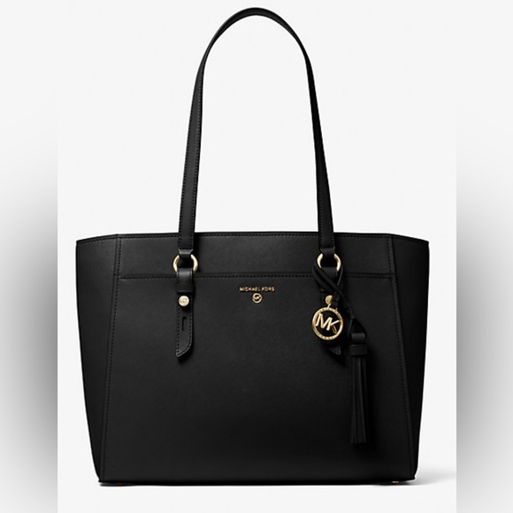 MICHAEL KORS Sullivan Large Leather Tote Bag Black AUTHENTIC NEW -Minor Damage - Picture 2 of 14